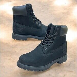Timberland Premium 6” Waterproof Boots Womens Sz 6.5M Black NuBuck Leather 8658A